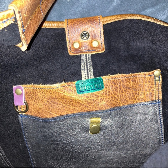 Maven Leather OOAK Artisanal Origin Sling Shoulder Bag in Metallic Earth Tones - Picture 11 of 11